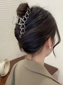 Garra Para Cabello Decorada Con Corazón - Plateado - Ver 3