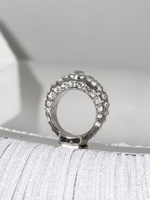 Minimalist Fashion Ring Box Rhinestone Evening Bag Chain Clutch - Silver - View 3