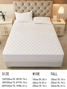 1pc Quilted Detail Fitted Sheet - White - View 2