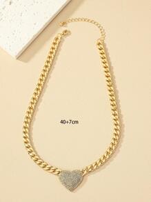 水鑽愛心裝飾鏈條樣式項鍊