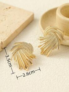 1pair Elegant Fireworks Design Lightweight Luxury Stud Earrings For Vacation, Party and Daily Wear - Gold - View 3