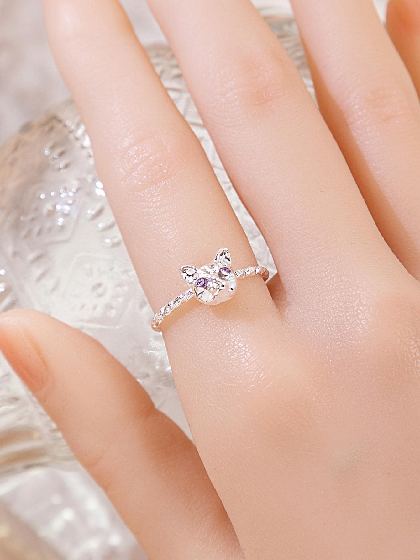 Vòng chi tiết rhinestone - trắng - Xem 1