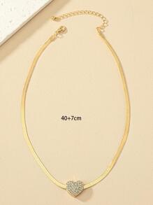 1 chiếc vòng cổ hình trái tim đính kim cương hình rắn làm quà tặng lễ hội - Vàng - Xem 3