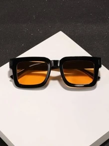1 Pair Men's Polycarbonate Square Fashionable Outdoor Travel Fashion Glasses Beach Accessories Glasses Shades For Summer Beach Vacation,Outdoor,Travel - màu đen - Xem 1