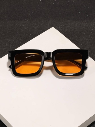 1 paire de lunettes de soleil mode carrées en polycarbonate pour hommes, accessoires de plage pour les vacances à la plage, les activités en plein air et les voyages