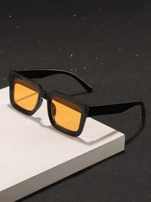 1 Pair Men's Polycarbonate Square Fashionable Outdoor Travel Fashion Glasses Beach Accessories Glasses Shades For Summer Beach Vacation,Outdoor,Travel - màu đen - Xem 2