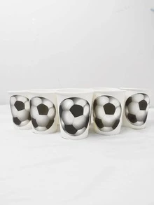 10入組足球圖案一次性杯子 - 黑色 - 查看 4