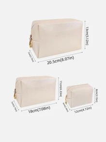 1pc Plain Square Makeup Bag, White Mini Portable Storage Bag For Household - White - View 4