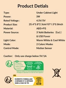 1入組ABS櫥櫃燈現代主義LED壁櫥燈 - 彩色 - 查看 11