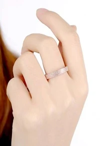 Nhẫn thép titan nữ mờ đơn giản Vòng đuôi phiên bản Hàn Quốc thanh lịch và sành điệu - Hoa hồng vàng - Xem 4