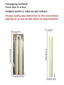 1 set/2 piezas Palo largo LED sin llama cera Vela - Beis - Ver 6