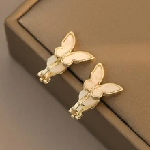 1對女士假珍珠蝴蝶夾式耳環 - 蝴蝶型 - 查看 5