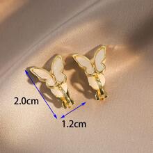 1對女士假珍珠蝴蝶夾式耳環 - 蝴蝶型 - 查看 4