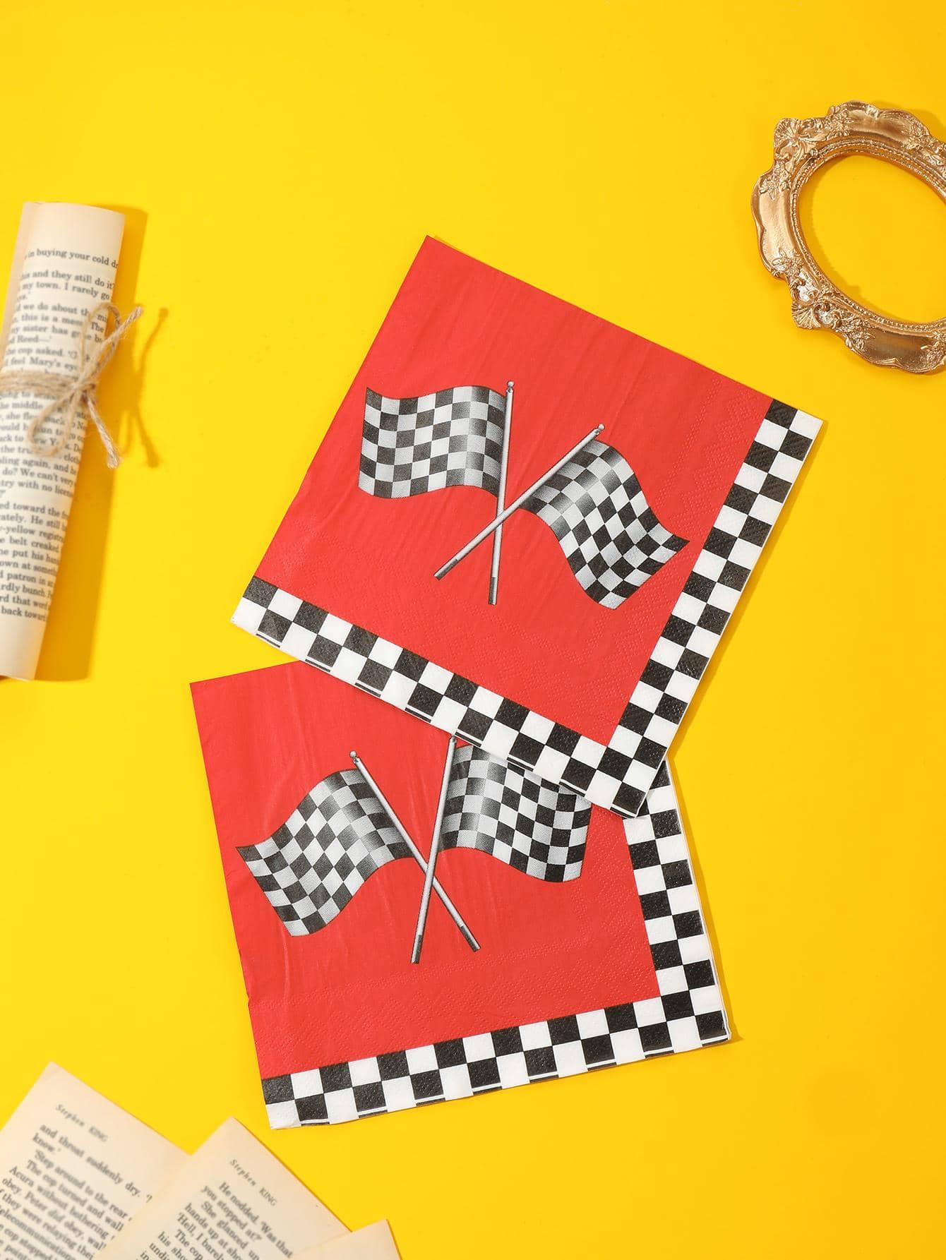 24入組格紋圖案一次性餐巾 - 彩色 - 查看 1