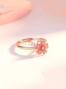 1pc Peach Blossom Rotating Ring for Women, Unique Design Birthday Gift for Girlfriend