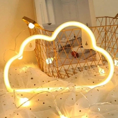 1 đèn neon hình đám mây LED có móc treo tường, đèn neon biển hiệu thiết kế hình đám mây dùng pin và USB, thích hợp để trang trí bàn, trang trí phòng ngủ, trang trí tường phòng trẻ em, trang trí tiệc cưới, trang trí ký túc xá sinh viên, trang trí phòng trò chơi, quà tặng sinh nhật cho bạn bè, quà tặng Giáng sinh