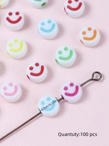 100入組可愛PMMA微笑DIY首飾類釘珠適合女士DIY首飾製作 - 白色 - 查看 3