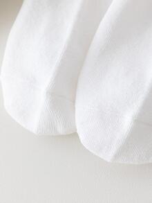 1/3/5 Pairs Spring/Summer Thin Breathable White Socks With Embroidered Crown & Sakura Flower Heel Tab, Fashionable Ankle Socks For Women - Multicolor - View 6