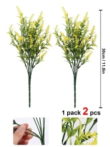 2pcs Artificial Flower, Simple Plastic Fake Flower For Indoor And Outdoor Decoration - Yellow - View 8