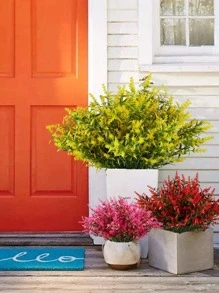 2pcs Artificial Flower, Simple Plastic Fake Flower For Indoor And Outdoor Decoration - Yellow - View 3