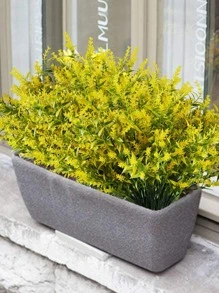 2pcs Artificial Flower, Simple Plastic Fake Flower For Indoor And Outdoor Decoration - Yellow - View 2