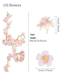 1 Nhân Tạo Hoa Dây Leo, Nhựa Hiện Đại Vòng Hoa Giả Cho Đám Cưới, Trang Trí Nhà Cửa - Màu Hồng baby - Xem 2