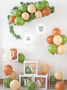 20pcs Solid Color Decorative Balloon, Simple Plain Color Latex Balloon For Wedding, Party, Holiday - Olive Green - View 2