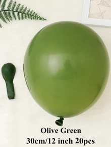 20pcs Solid Color Decorative Balloon, Simple Plain Color Latex Balloon For Wedding, Party, Holiday - Olive Green - View 3