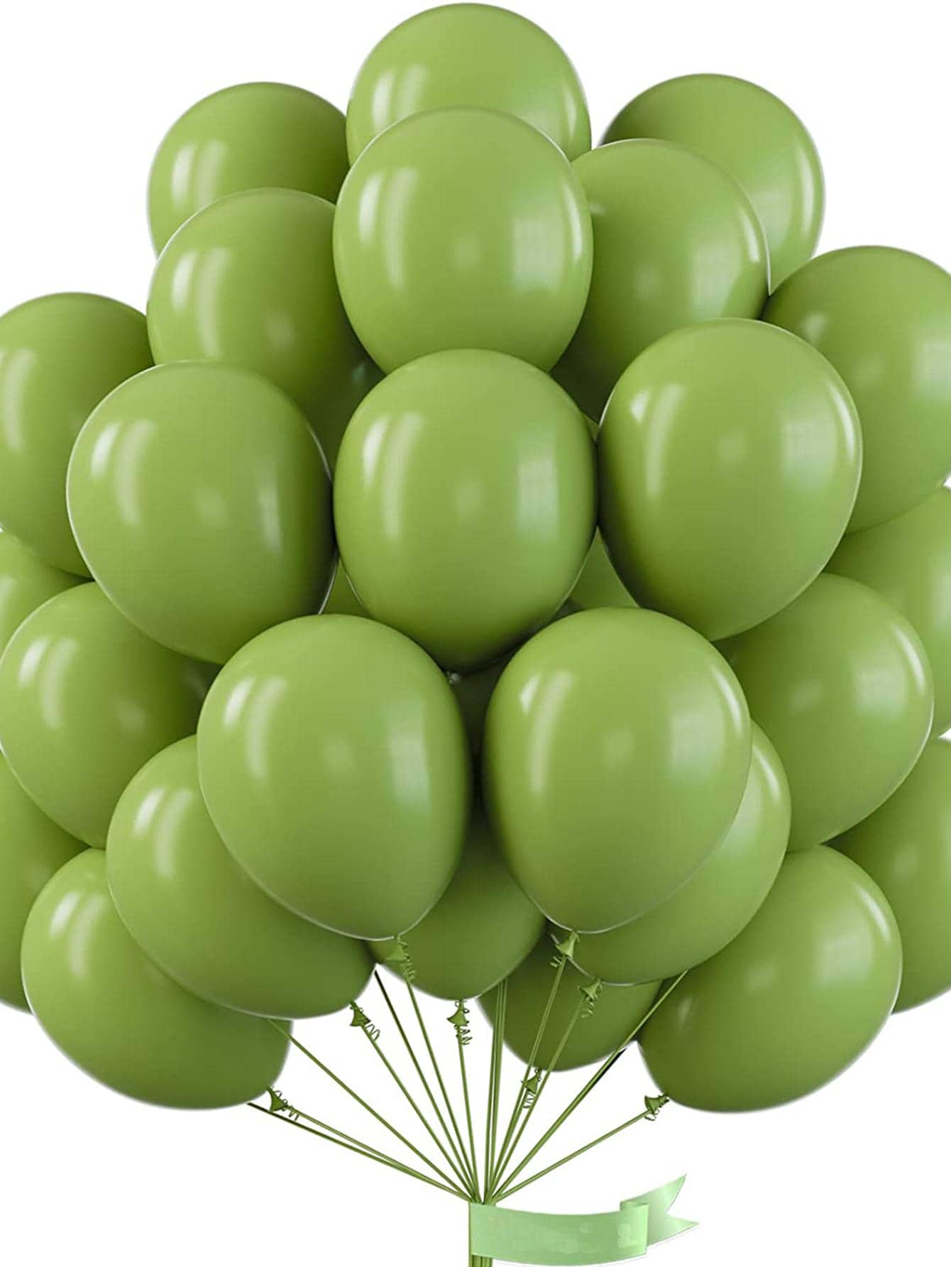 20pcs Solid Color Decorative Balloon, Simple Plain Color Latex Balloon For Wedding, Party, Holiday - Olive Green - View 1