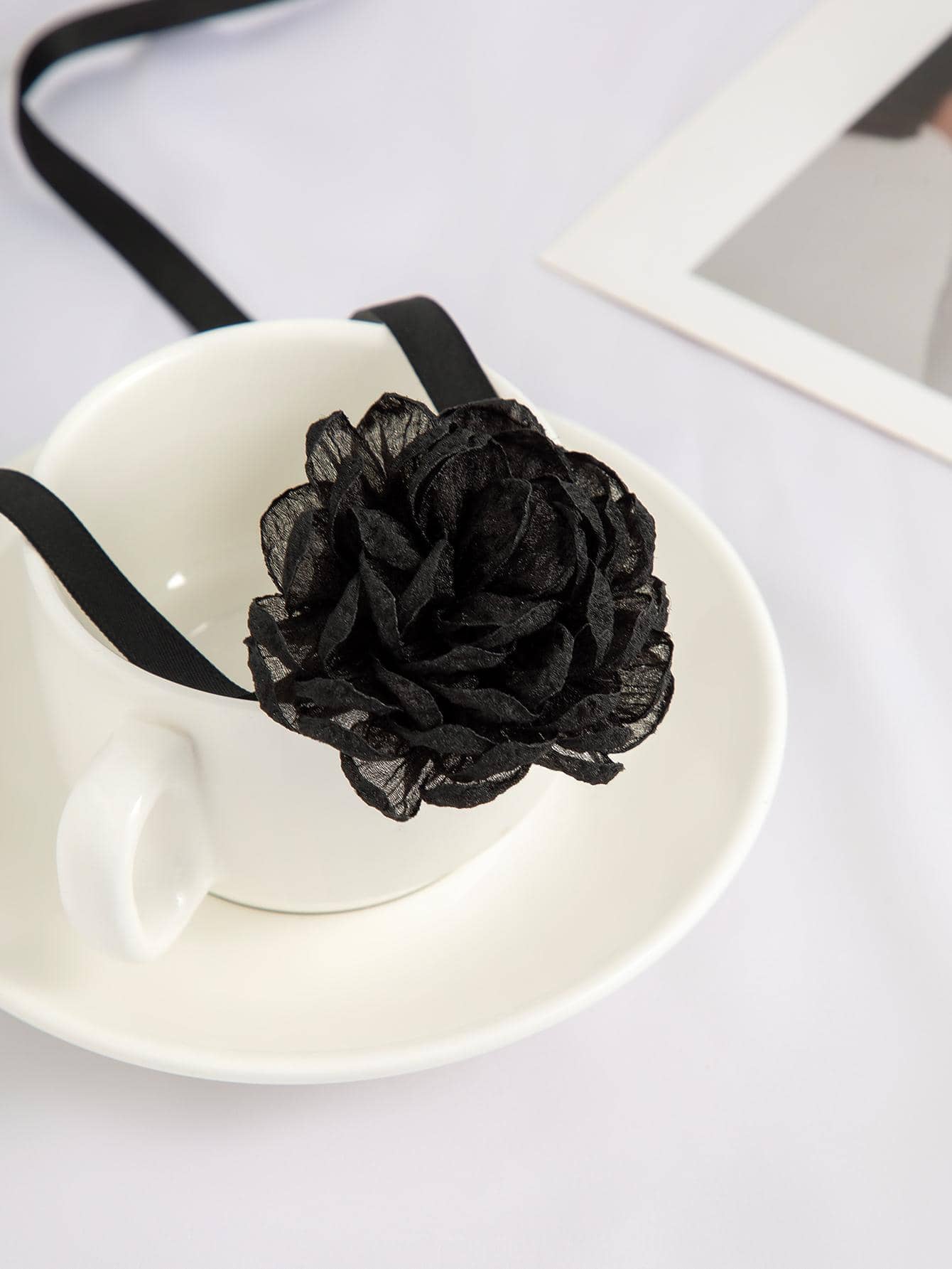 โชคเกอร์ แฟชั่น ตกแต่ง ดอกไม้ สำหรับ ผู้หญิง สำหรับ การตกแต่งประจำวัน 1 ชิ้น - สีดำ - ดู 4