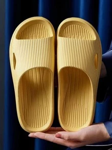 女士 EVA 时尚新款拖鞋，厚底舒适休闲一脚蹬家居拖鞋，适合所有季节 - 黃色 - 查看 2