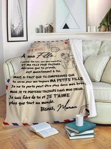 1入組標語圖案現代人物和字母圖案柔軟裝飾毯子 - 彩色 - 查看 2