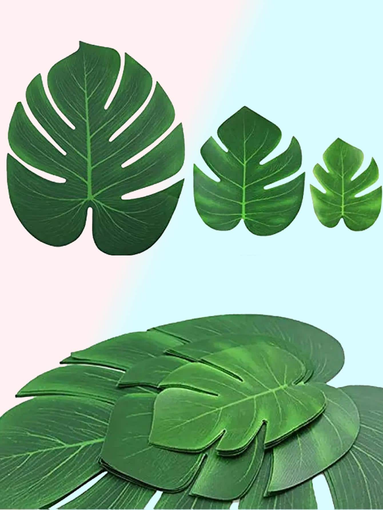 28 Piezas Hojas De Palma Tropical, Perfectas Para La Decoración De Fiestas Temáticas Como Hawaiana, De La Jungla, En La Playa, Bbq Y De Cumpleaños - Verde - Ver 1