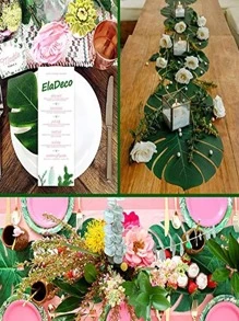 28 Piezas Hojas De Palma Tropical, Perfectas Para La Decoración De Fiestas Temáticas Como Hawaiana, De La Jungla, En La Playa, Bbq Y De Cumpleaños - Verde - Ver 6