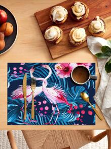 1pc Flamingo & Tropical Print Placemat - Multicolor - View 5