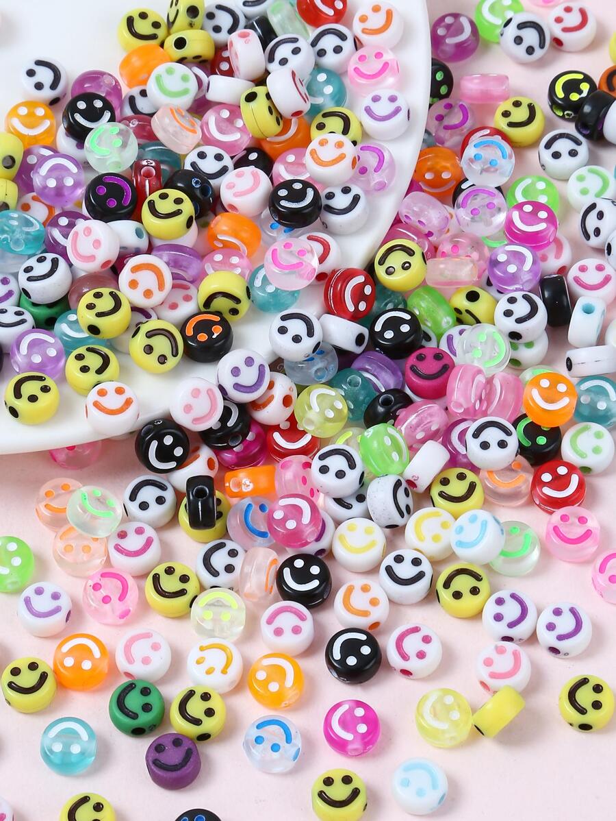 100pcs/set Creative Expression Pattern DIY Bead For Women For DIY Jewelry Making - Multicolor - View 1
