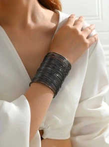 極簡開口手鐲 - 槍黑色 - 查看 1