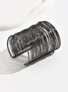 極簡開口手鐲 - 槍黑色 - 查看 2