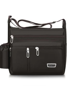 新款多功能休闲包男士大号收纳工具帆布包十字包单肩包斜跨旅行包背包 - 棕色 - 查看 2