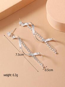 Rhinestone Decor Spiral Drop Earrings