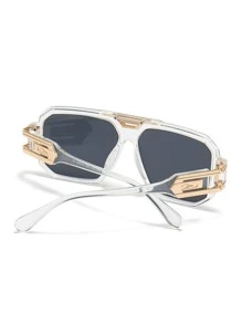 1副男士幾何框架太陽眼鏡適用於戶外遊玩 - 無色 - 查看 6