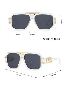 1副男士幾何框架太陽眼鏡適用於戶外遊玩 - 無色 - 查看 7