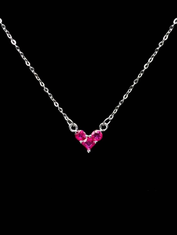 Rhinestone Heart Charm Necklace