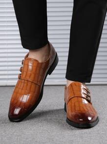 1 Pair Men's Fashion Pointed Toe Plaid Formal Casual Business Dress Shoes