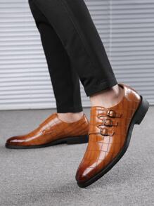 1 Pair Men's Fashion Pointed Toe Plaid Formal Casual Business Dress Shoes