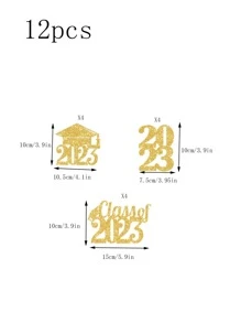 12入組畢業派對裝飾用品 - 金色 - 查看 3