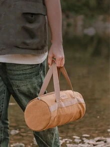 1pc Polyamide Tool Bag, Daily Letter Graphic Brown Tool Organizer Case For Camping - Brown - View 3