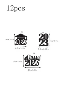 12pcs Graduation Party Decoration - Black - View 3
