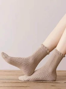 5 đôi Vớ thủy thủ đoàn giản dị phối viền ren cho nữ - Nhiều màu - Xem 7