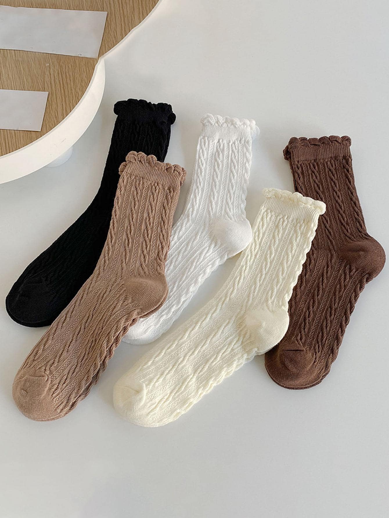 5 đôi Vớ thủy thủ đoàn giản dị phối viền ren cho nữ - Nhiều màu - Xem 1